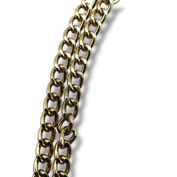 Gold Tone Double Strand Chunky Bib Necklace Colorful Acrylic Beads Boho - Picture 4 of 7